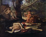 Nicolas Poussin echo och narcissus oil painting